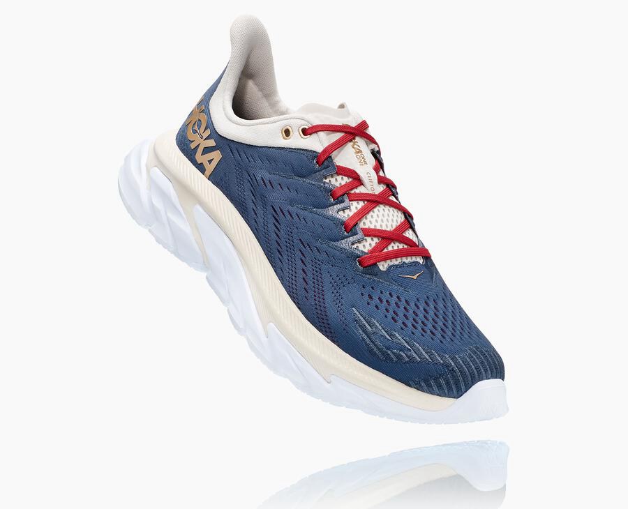 Hoka Australia One One Clifton Edge - Womens Running Shoes Blue/White - HQJPM-1086